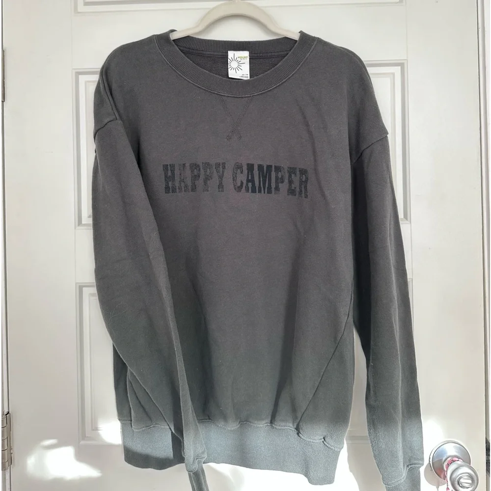 OFFLINE By Aerie Throw-Back Fleece Crewneck Sweatshirt grey shadow - Picture 2 of 4